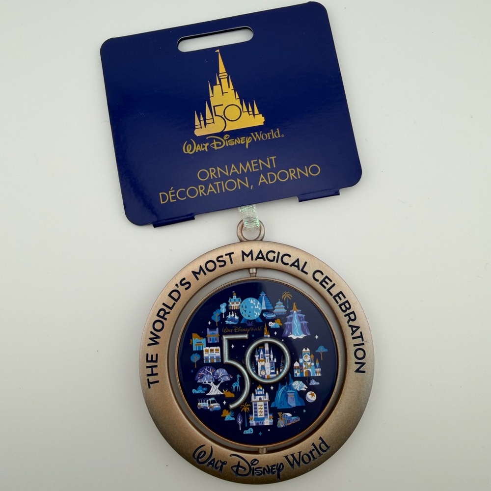Disney Gold-Toned Mickey Mouse 50th Anniversary Ornament with Navy Center